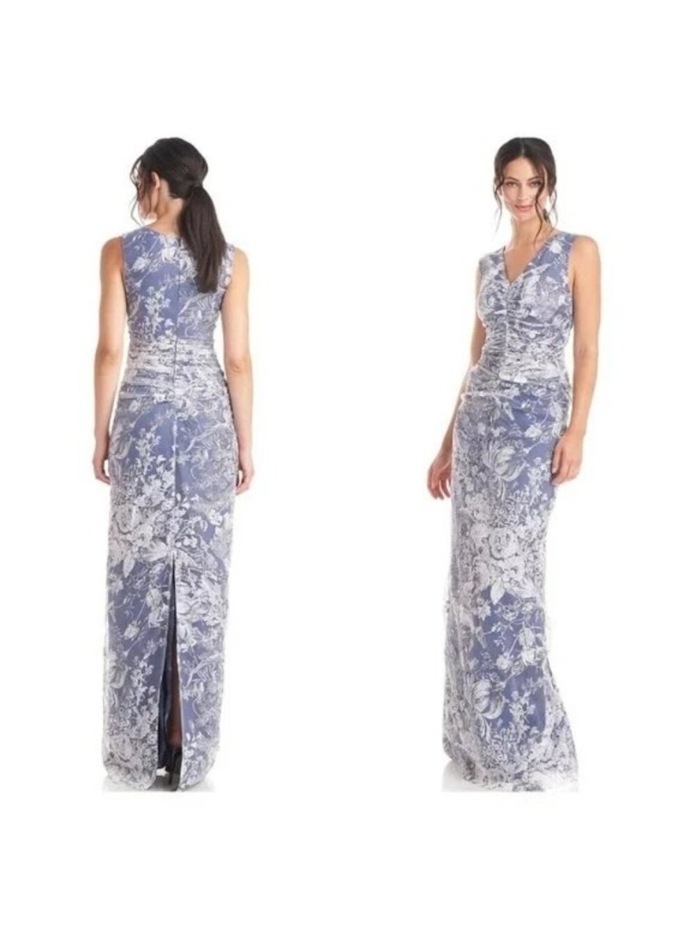 🆕JS COLLECTIONS Maddison Column Shirred Gown Dress Blue 6